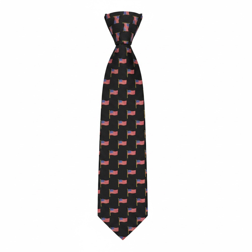 Robert Talbott American Flag Print Silk Necktie